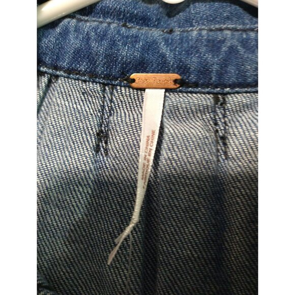 Free People Dress Womens Small Baby Doll Tunic Denim Dark Wash Robin Button Up - Picture 5 of 8